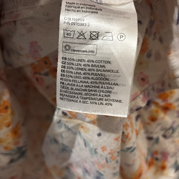 H&M Multicolor Floral shift Dress - size large- linen/ cotton blend - Picture 5 of 7